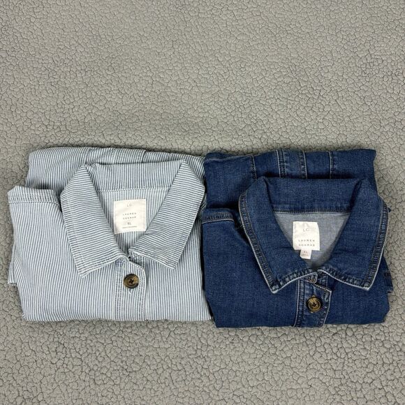 LC Lauren Conrad Blue Striped Jean Jacket - Picture 3 of 15